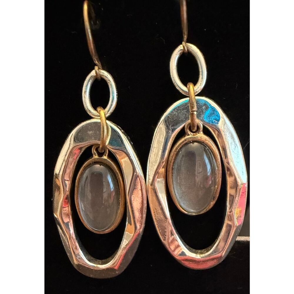 Modern Robert Lee Morris (RLM) Soho 14k gold plated orbital dangle glam earrings